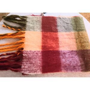 VEGAN WOOL COLOR BLOCK MULTI COLOR FULL LARGE SUPER SOFT WRAP SCARF 18x74